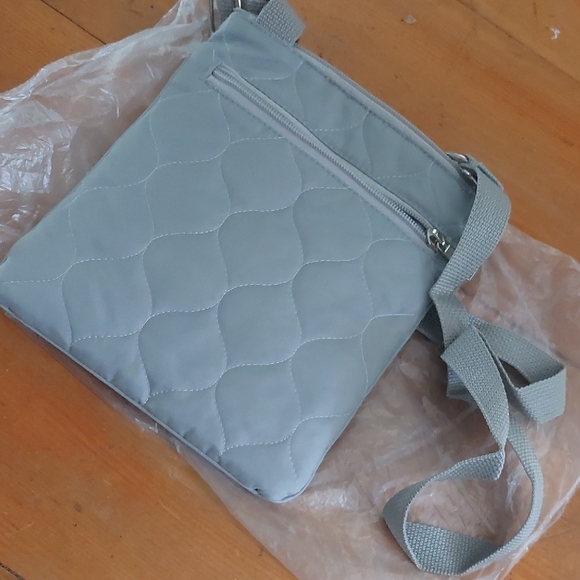 Handbags - Lady Rosedale Grey Quilted Crossover Bag Purse 9" X 8"